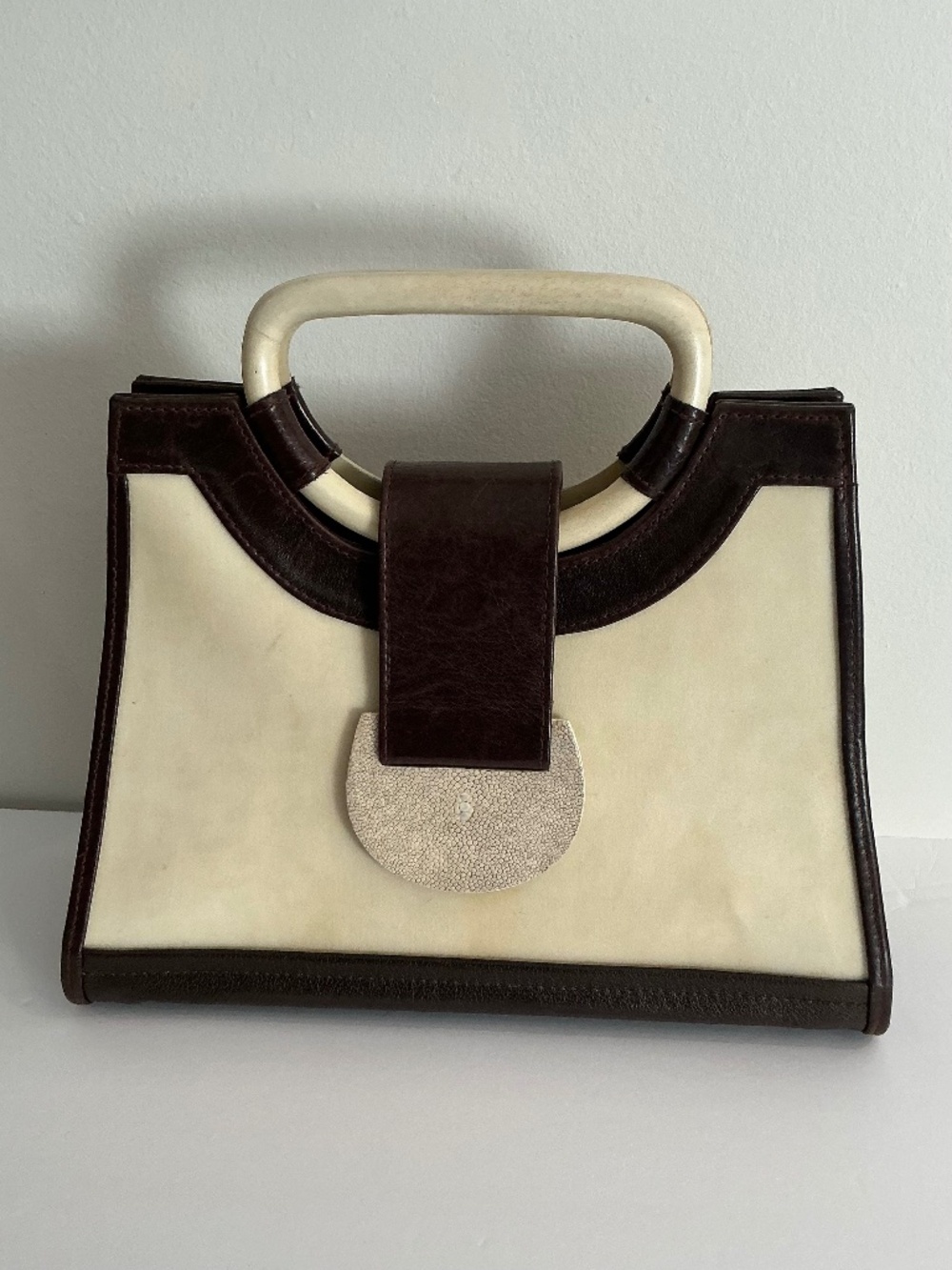 👜 R&Y Augousti Paris Vintage Mixed Media Structured Handbag